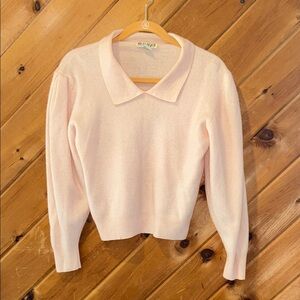 Vintage Messages light pink lambswool & angora rabbit hair collared sweater